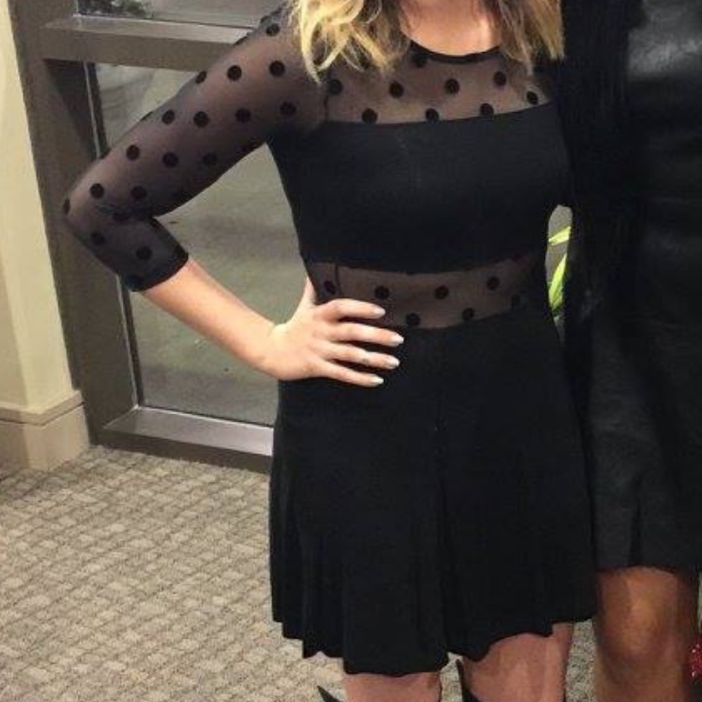 Mesh Polka Dot Mini Dress